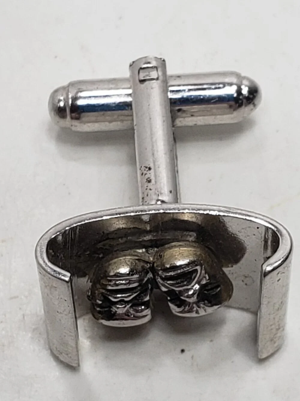 Vintage Comedy Tragedy Theater Mask Cufflinks Silver Tone Mens Formal Set